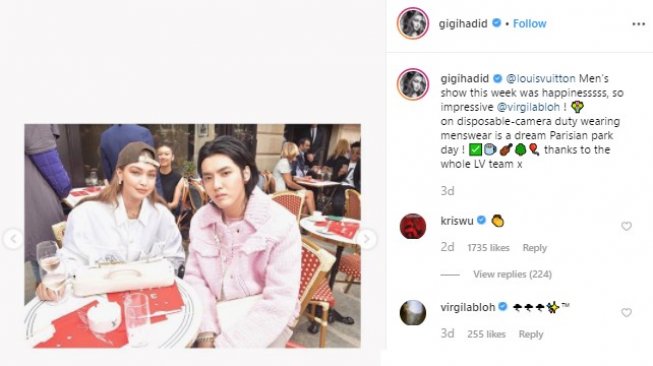 Gigi Hadid dan Kris Wu. (Instagram/@gigihadid)