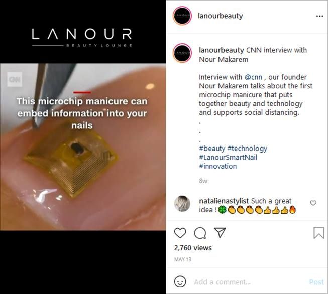 Manikur microchip canggih di salon kecantikan Dubai. (Instagram/@lanourbeauty)