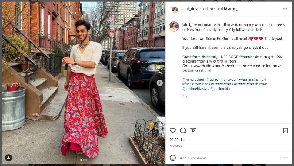 Viral Pria Menari di Jalanan New York Pakai Rok (instagram.com/jainil_dreamtodance)