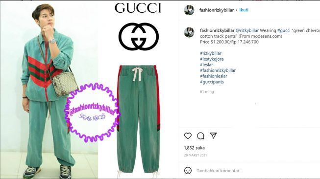 Foto: Celana Kolor Gucci Rizky Billar (instagram/fashionrizkybillar)