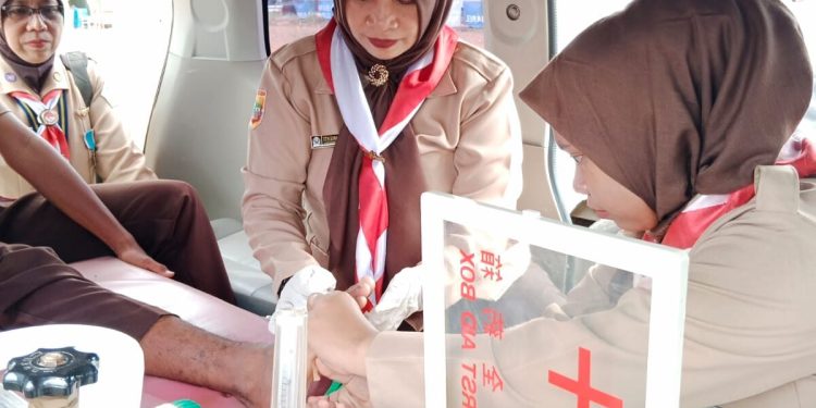 SBH Pangkalan Puskesmas Sri Gunung Ikut Tangani Kesehatan di LT-II Kwarran Sungai Lilin